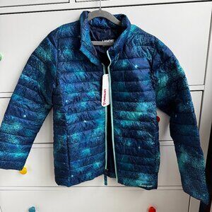 Lands' End Thermo Plume Packable Full Zip Jacket Dark Peaco Gala Blue